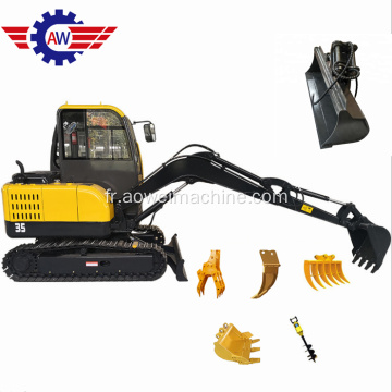 Mini excavatrice remorquable de machine de creusement de rotation de 360 ​​degrés de 3 tonnes